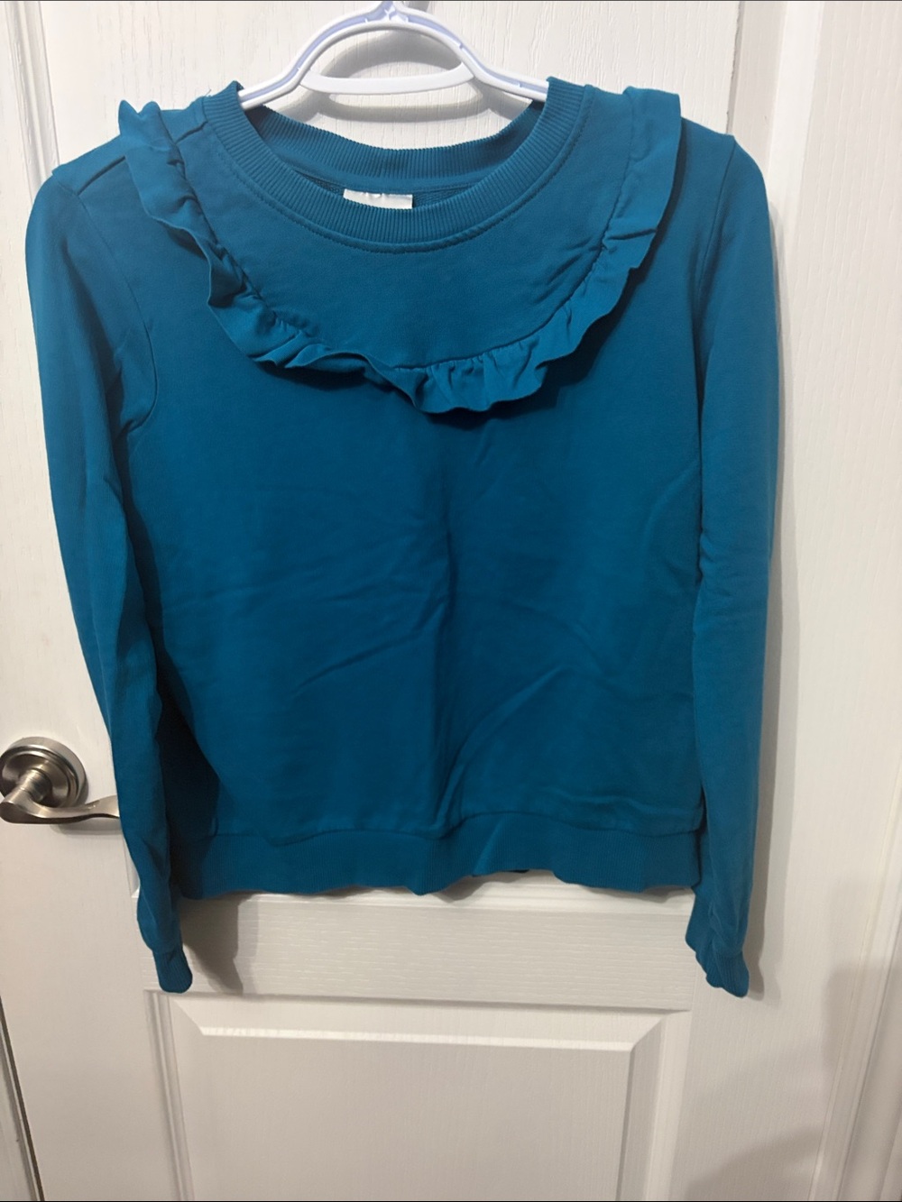 Hanna Andersson Ruffled Crewneck Top Teal